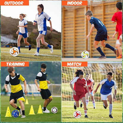 12 Pcs Soccer Balls for Teen Adult Bulk Deflated Soccer Ball with Pump Size 5 Indoor Outdoor Training Practice for School Sports Game Birthday Gifts Party Back to School