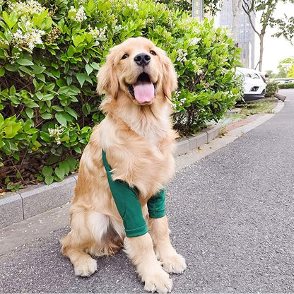 HDKUW Dog Elbow Protector, Dog Front Leg Recovery Sleeve for Prevent Licking Wound, Elbow Sleeves with Mesh Pad for Medium Large Dogs Green 3XL