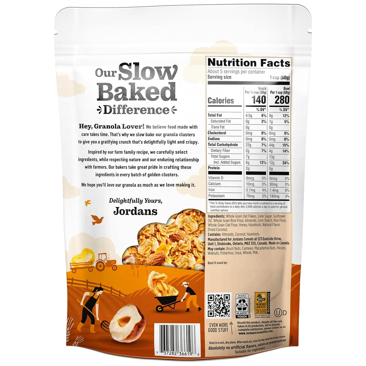 Jordans Cereals | Delightfully Crisp Slow-baked Granola | No Artificial Flavors, Colors, or Preservatives | Healthy Snacks for Adults & Kids | 11.4 oz (325 Grams, Honey Nut)