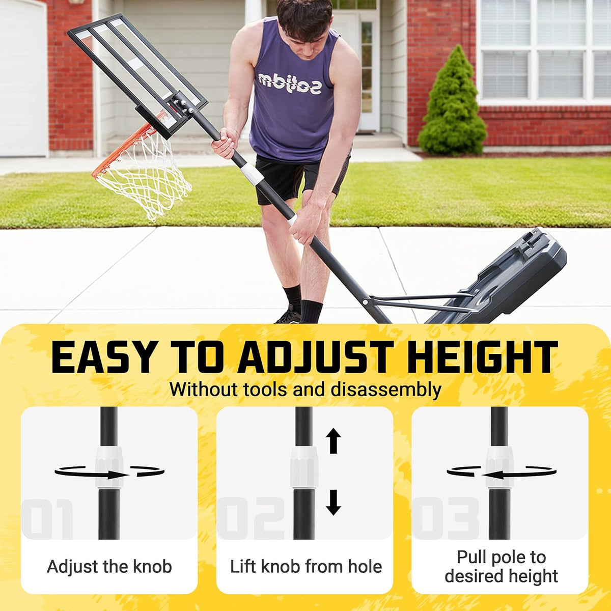 Aimking Basketball Hoop Outdoor 3.3-10FT 5s-Rapid-Adjustable, 40/44 inch Shatterproof Backboard & Enlarged Base, Portable Basketball Hoop & Goal for Kids/Adults/Families in Poolside/Backyard/Indoor