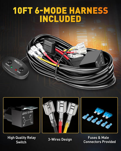 NAOEVO 4 Inch LED Pod Lights, White Amber LED Fog/Driving/Offroad Lights Strobe/Memory Mode and 2 Leads Wiring Harness, Cube Pods for Truck Boat ATV UTV, 2 Pcs (6 Modes)