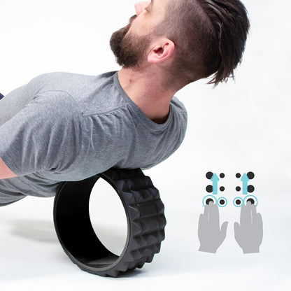 Chirp Wheel XR 3P Massage Roller Set - 10” Acupressure, 6” Knot-Kneading Thumb, 4” Neck & Headache Tension Relief, High Density Foam Massage Rollers for Back & Neck Pain, 500lbs Capacity, Black