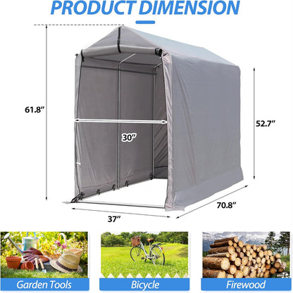 Outdoor Storage Shed 6 x 3Ft Heavy Duty Portable Storage Shelter with Roll-up Zipper Door for Bike, Mower, Garden Storage