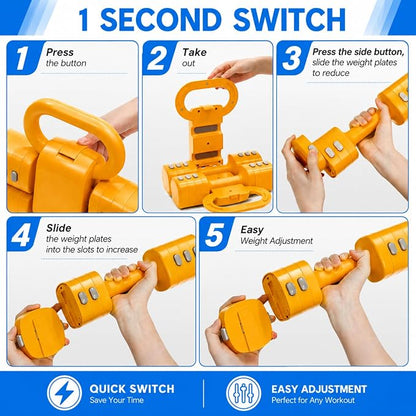 Adjustable Dumbbell Set, 4 in 1 Free Weights for Women with Fast Adjustment, Each 2.2/3.3/4.4/5.5lb Hand Weights, Compatible with Kettlebells for Home Gym Exercise & Fitness