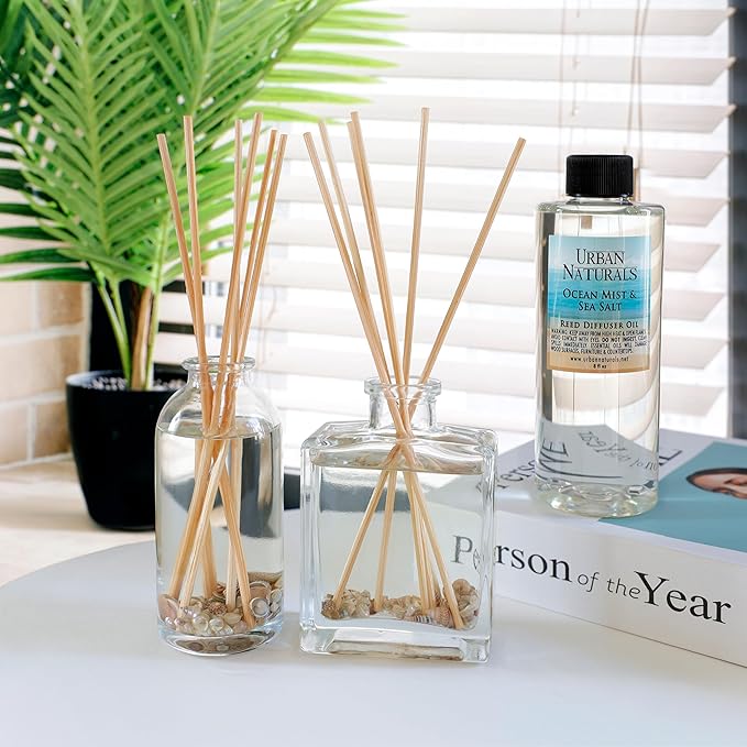 Urban Naturals Gardenia Blossoms Reed Diffuser Set with Jasmine, Gardenia, Ylang Ylang Scent Notes for a Continuous Air Freshener Scent