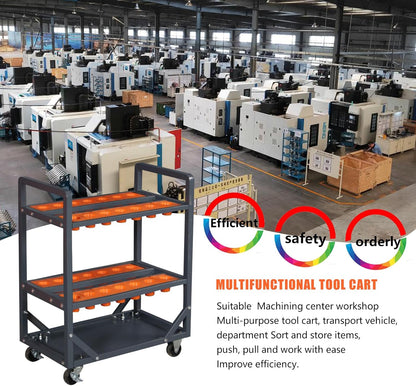 Mobile CNC Tool Storage Cart, CNC Trolley is Suitable for Warehouses, Utility Carts Tool Organizers Storage Rack for Storehouse Factory Garage