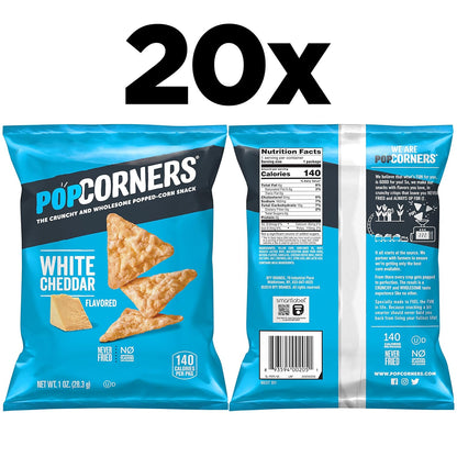 PopCorners Popped Corn Snacks, White Cheddar, 1 Ounce (Pack of 20) (Packaging May Vary)