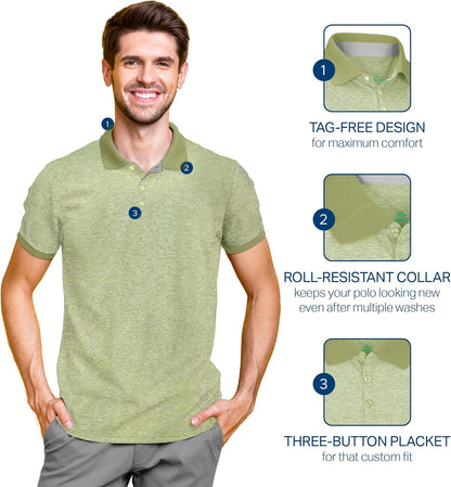 Mio Marino Golf Polo Shirts for Men - Dry Fit - Ultra-Thin Breathable Fabric