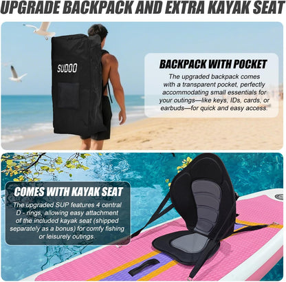 Inflatable Stand Up Paddle Board 10‘x30‘‘- Ultra-Light SUP with Backpack, Pump, Paddle, Coil Leash, 3 Fins, Repair Kit, Stable Design, Non-Slip EVA Deck for Adults & Youth
