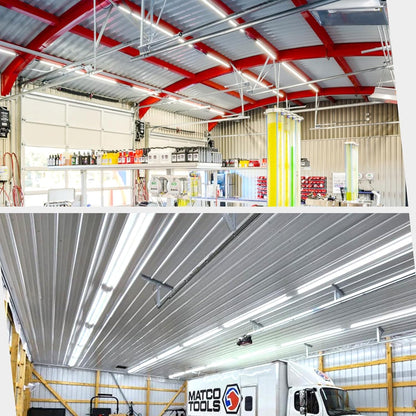 4 Pack,Led Shop Lights, 8FT Led Shop Light,144W 6000K 19500LM Clear White,Led Shop Light 8FT 110V Linkable Integrated 4 Row V-Shape for Shop Garage,Warehouse