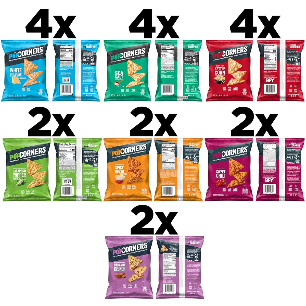 PopCorners Popped Corn Snacks, Sampler Pack, 1 Ounce (Pack of 20) (Assortment May Vary)
