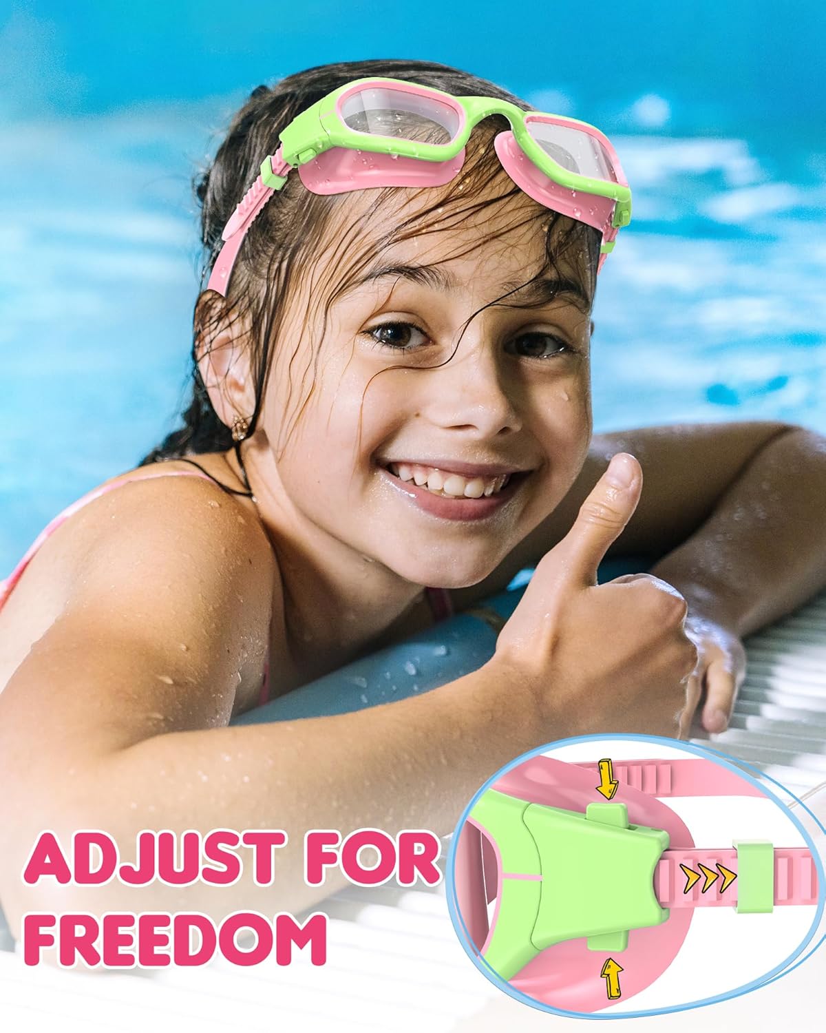 Kids Swim Goggles,Swimming Goggles for Kids 6-14, Anti-Fog UV Protection Pool Glasses for Boys Girls