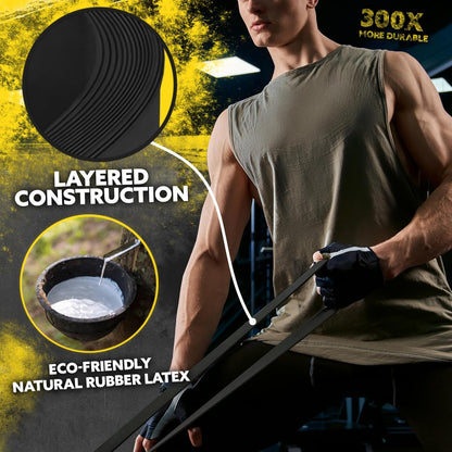Long Resistance Bands for Working Out Men and Women - Set of 5 Pull-Up Bands, Rubber Handles and Door Anchor - Workout Bands Resistance for Men - Exercise Bands Resistance Bands Set