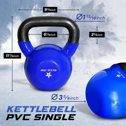 Yes4All 5-100 LB Kettlebells Vinyl Coated Cast Iron for Dumbbell Weights Exercises, Gym, Fitness, Full Body Workout Equipment Push up, Grip and Strength Training