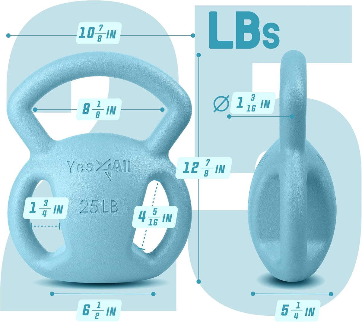 Yes4All Kettlebell 10&15lb Weight with Wide Multigrip Handle for Dumbbell Weights Exercises, Full Body Workout Equipment