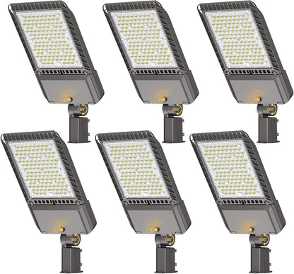 340W LED Parking lot Lights Commercial Oudoor Lighting Street Light with Dusk to Dawn Photocell 61200LM 6000K IP65 Waterproof 100-277V for Driverway Parking Lot 6 Pack