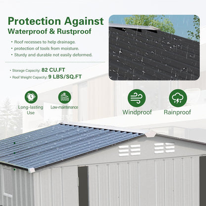 6X3.5 FT Outdoor Storage Shed with Window, Metal Garden Sheds w/Lockable Door and Vents, Waterproof Steel Tool House for Backyard, Patio, Lawn, Sundries & Utility Storage, White