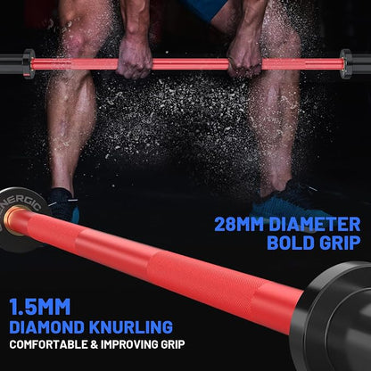 4FT Chrome Steel Olympic Barbell, 500LB | 20LB compact bar with 28mm knurled grip, bearing sleeves, 7.6-inch loadable length, and 2-inch plate fit