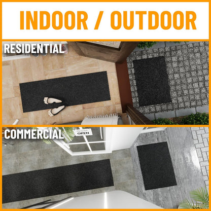 Ottomanson 2'7" x 51' Hallway Runner with Scraper Pile - Extra Durable Non-Slip Rug Mat for Indoor & Outdoor Use - Ideal for Kitchen, Entryway & Garage - High-Traffic Carpet, Black