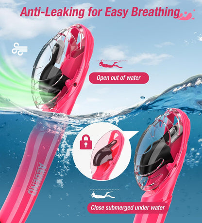 Aegend Dry Snorkel, Dive Mask Easy-Breath Free Diving Snorkel for Snorkeling Scuba Diving Freediving Swimming, with Top Dry Valve and Food-Grade Silicone Mouthpiece