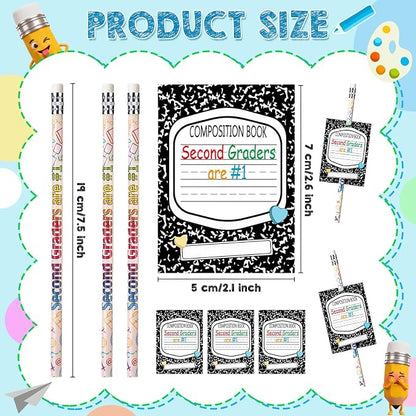 Tenceur 48 Set Back to School 2nd Graders Pencils & Cards Gifts Bulk