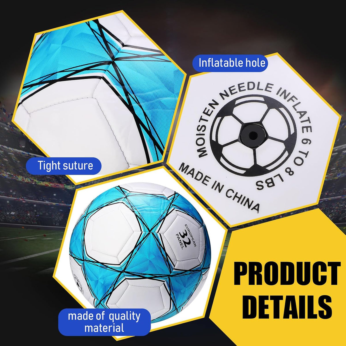 Jerify 4 Pcs Sport Balls Set Official Size Athletic Balls Include Soccer, Football, Basketball, Volleyball for Indoor Outdoor Game Teens Youth Adult Operation Christmas Ball Gifts