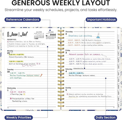 Academic Planner 2026-2027, Jul 2026-Jun 2027 Monthly & Weekly Planner