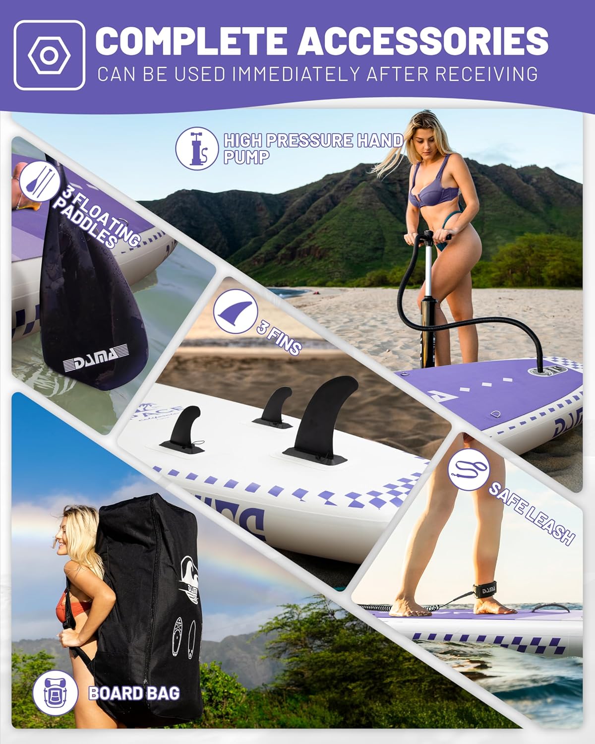DAMA 11'*34"*6" Inflatable Paddle Board, Paddle Boards for Adults,Sup,Lightweight and Durable, Easy to Inflate, Versatile in Style, Fully Functional, Equipped w/High Grade Accessories.