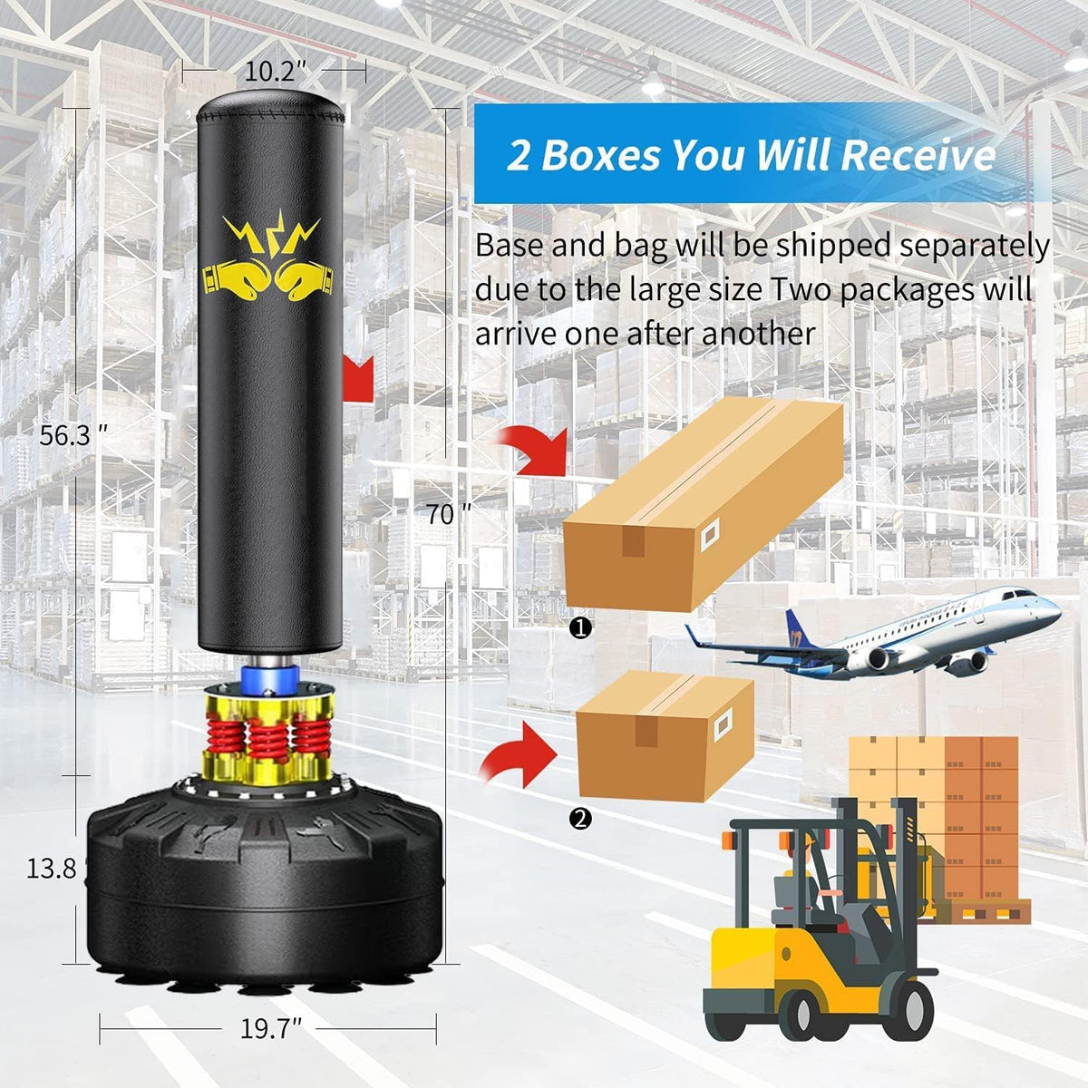 Freestanding Punching Bag for Adults,70'' Boxing Bag with Stand Kicking Bag Heavy Bag with Boxing Gloves，Suitable for Boxing and Kickboxing for Home Office Gym，Gift for Boys and Girls
