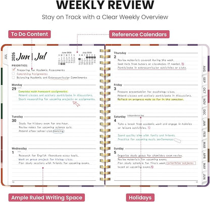 Planner 2026-2027, Academic Year Monthly & Weekly Planner Caledndar, July 2026 - June 2027, Hardcover Large Planning Agenda Book with Tabs for School Office Supplies, 6.3" x 8.5" - Checkered