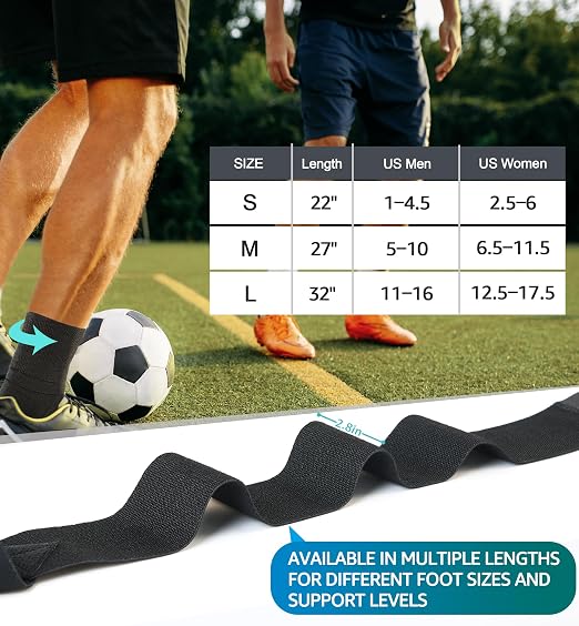 Ankle Support Brace for Men & Women, Adjustable Compression Strap for Sprains, Plantar Fasciitis, Achilles Tendonitis, Running, Workout, Sports – Fits Left & Right Foot (1, Black, Large)