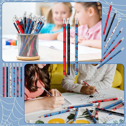Resurhang 200 Pcs Assorted Colorful Pencils Spider Pencils for Boys Novelty Fun Spider Pencil with Eraser Back to School Supplies for Kids Student Teacher Classroom Reward Gifts