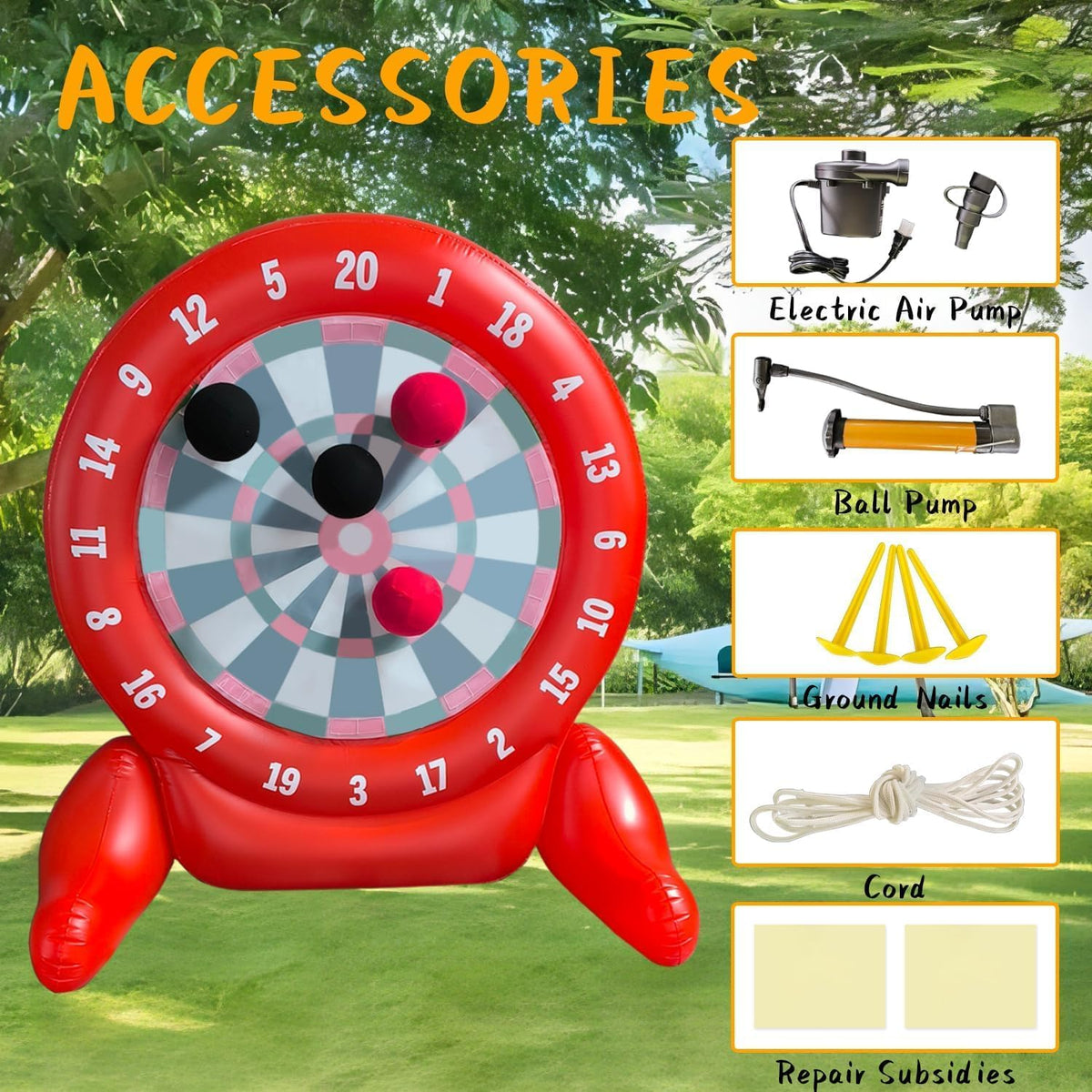 6Ft Tall Giant Kick Darts Games Inflatable Giant Kick Darts Games,Jumbo Outdoor Soccer Green Target Dartboard with Soccer Balls and Air Pump for Sports