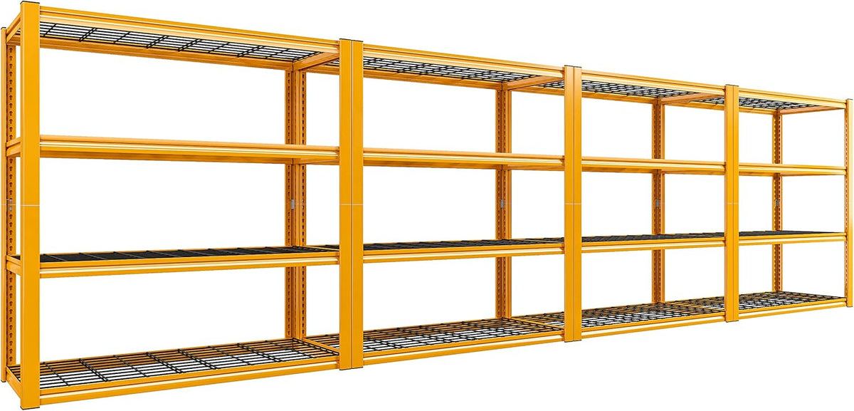 REIBII 40" W Garage Shelving Heavy Duty Metal Shelving 2200LBS Storage Shelves 4 Tier Garage Shelves Adjustable Metal Shelf for Warehouse Basement Pantry Kitchen, 4 Pack