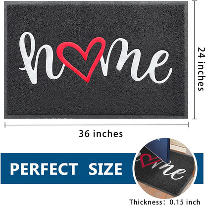 EARTHALL Door Mat Outside Inside Home Doormat, 36"x24",Durable Floor Mat Non Slip Mat Ultra Absorb Mud Easy Clean Front Doormat for Garage, Entryway, Patio, High Traffic Areas, Black
