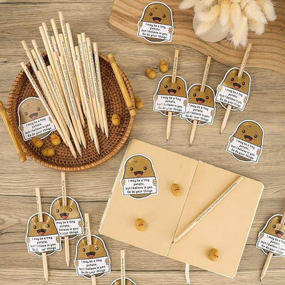 Jetec 50 Sets Inspirational Potato Pencil with Erasers and Thank You Card