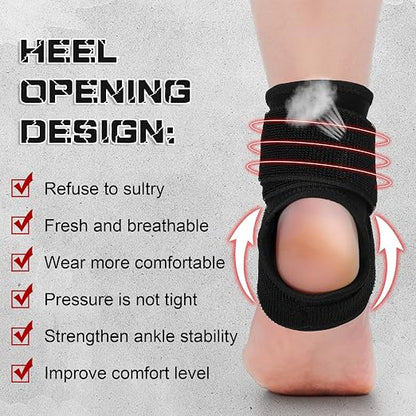 Honoson 2 Pcs Ankle Brace Kid Ankle Support Youth Neoprene Lace up Compression Sleeve Foot Brace Stabilizer with Adjustable Strap for Sport Sprained Plantar Fasciitis Achilles Tendonitis(Black,M)