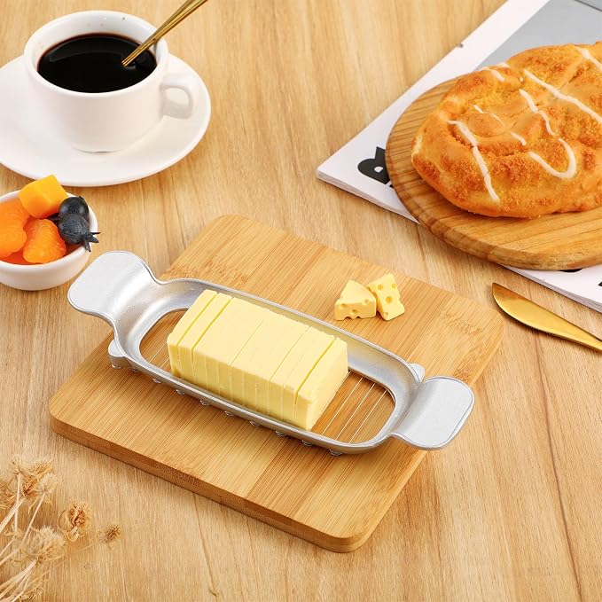 Stainless Steel Butter Slicer Cutter with Ergonomic Handle, Metal Butter Stick Slicer for Single Stick Butter, Wire Cutter for Even Slices, Also Cuts Soft Cheese and Eggs