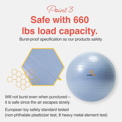 Exercise Ball for Balance Stability Fitness Workout Yoga Pilates at Home Office & Gym Birthing Ball for Pregnancy, Office Ball Chair