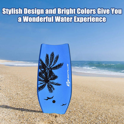 Goplus 41''/37''/33'' Lightweight Body Board for Beach, Surf Board with EPS Core, XPE Deck, HDPE Slick Bottom, Wrist Leash, Bodyboard for Kids Adults Surfing