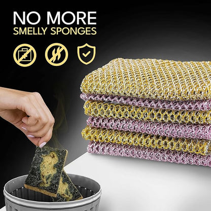 Heavy Duty Dish Scrubbers - Non Scratch Scouring Pads - Odorless and Long Lasting - Replace Sponges for Dish Washing, Scrubbing & Scouring - Kitchen, Floor and Bathroom Usage - Made in Korea (24 Pcs)