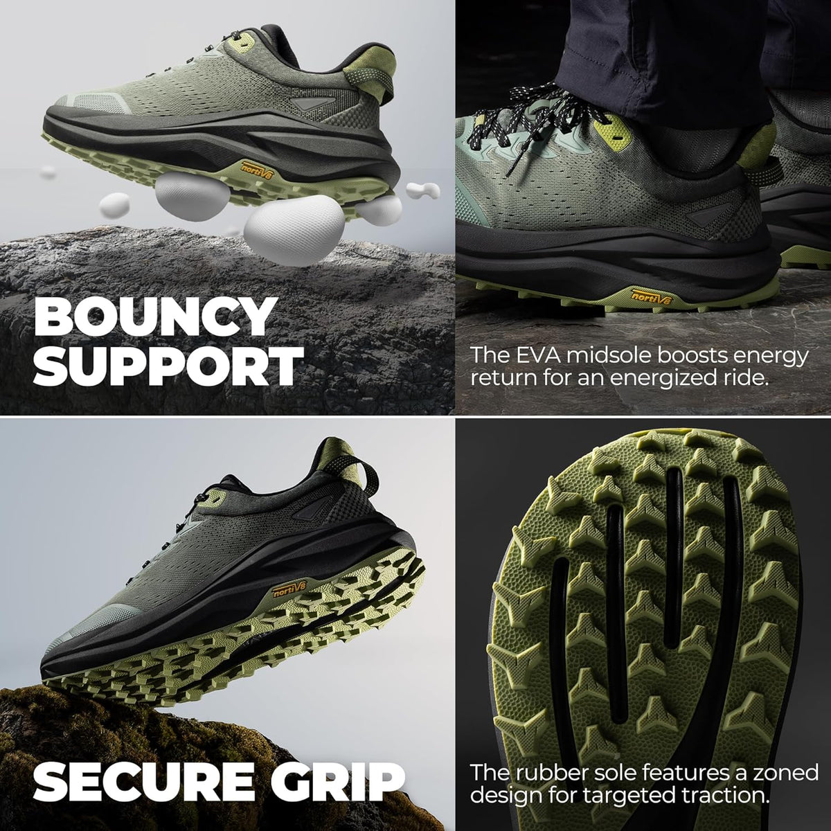 NORTIV 8 Men's Wide Toe Box Trail Running Shoes Cushion Walking Barefoot Tennis Workout Gym Cross Training Shoe Fashion Sneakers for Plantar Fasciitis Bunion