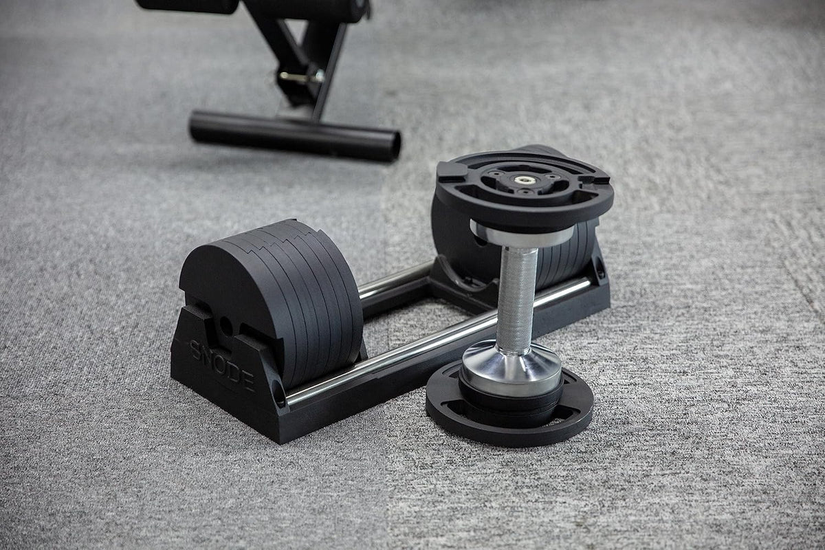 SNODE AD80 Drop Proof 80 lbs Adjustable Dumbbell Set -Adjustable Weights with Cast Iron Plates and Cradle, Knurled Handle, Fast Adjust, Compact Home Gym Equipment for Bench & Press
