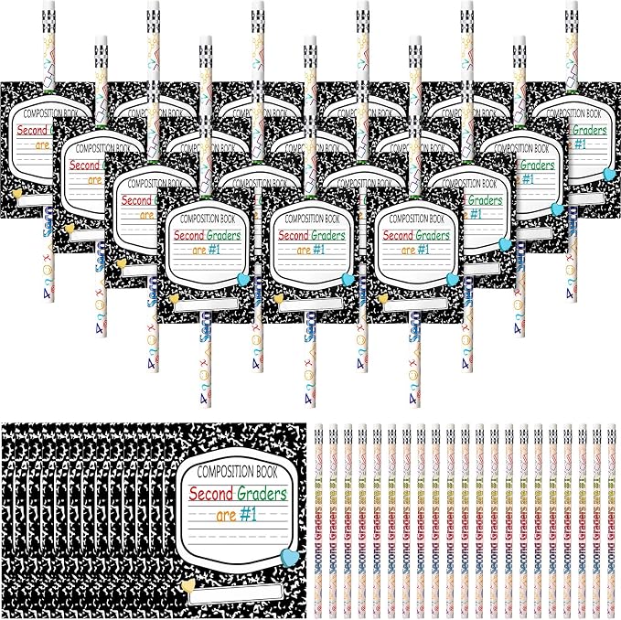 Tenceur 48 Set Back to School 2nd Graders Pencils & Cards Gifts Bulk