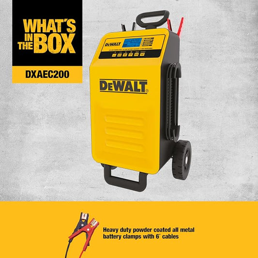 DeWalt DXAEC200 Professional Rolling 40 Amp Battery Charger, 3 Amp Maintainer with 200 Amp Engine Start | 200 Amp Engine Start, 40 Amp Charger, 3 Amp Maintainer