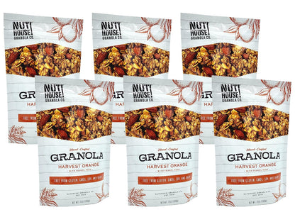 NutHouse! Granola Company - Premium Harvest Orange Granola | Certified Gluten-Free, Non-GMO, Kosher | Vegan, Soy-Free | 12 oz. Bag (6-Pack)