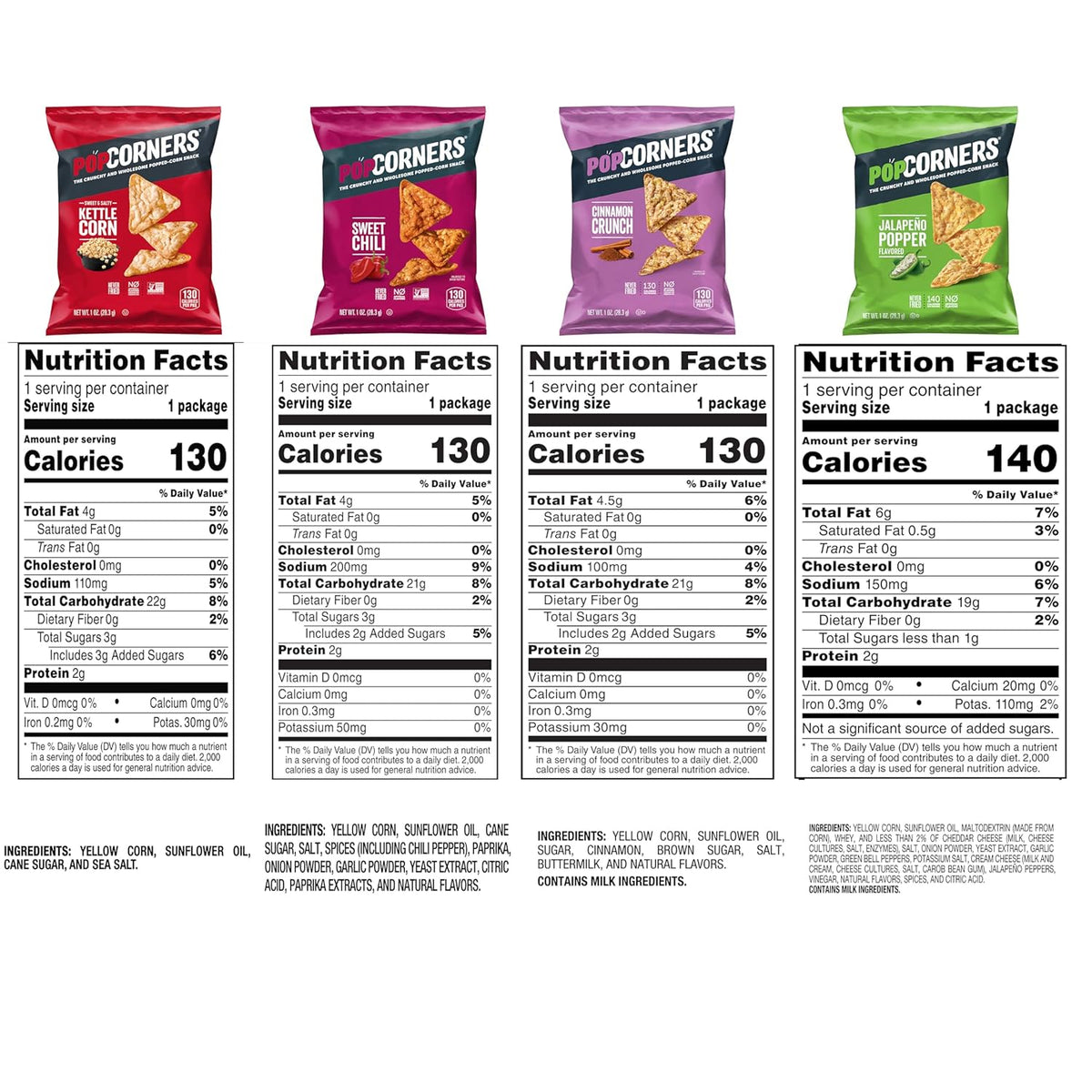 PopCorners Popped Corn Snacks, Sweet Heat Variety Pack, Gluten Free, 1 Oz (Pack of 20)