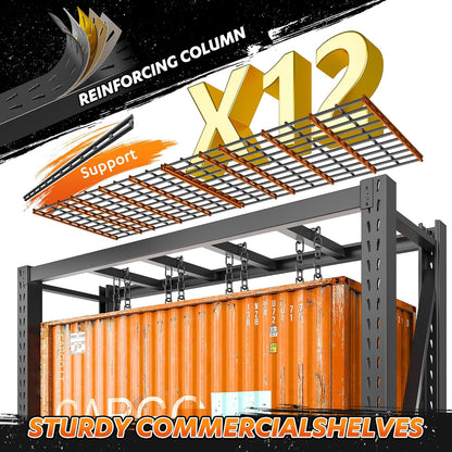 Bepatio 77" W Storage Shelves Heavy Duty Garage Shelving 8000LBS 4 Tier Metal Shelving Unit, Adjustable Shelves, Steel Industrial Shelving for Basement Warehouse Commercial,77" W*24" D*72”H,Black