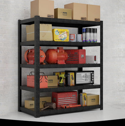 72" Hx47.3 Wx23.6 D 5 Tier Garage Shelving Heavy Duty Garage Storage Shelves 3000 lbs Heavy Duty Shelving Adjustable Matte Black Metal Shelving Industrial Rack (72" Hx47.3 Wx23.6 D)