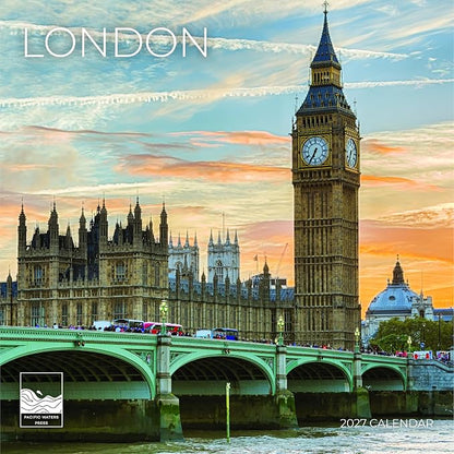 London 2027 Wall Calendar, 12 x 24 Hanging Pacific Waters Press